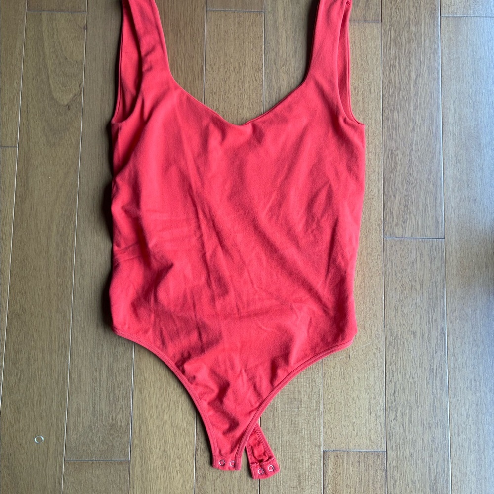 Free People Red Bodysuit with Classic Scoop Neckline
